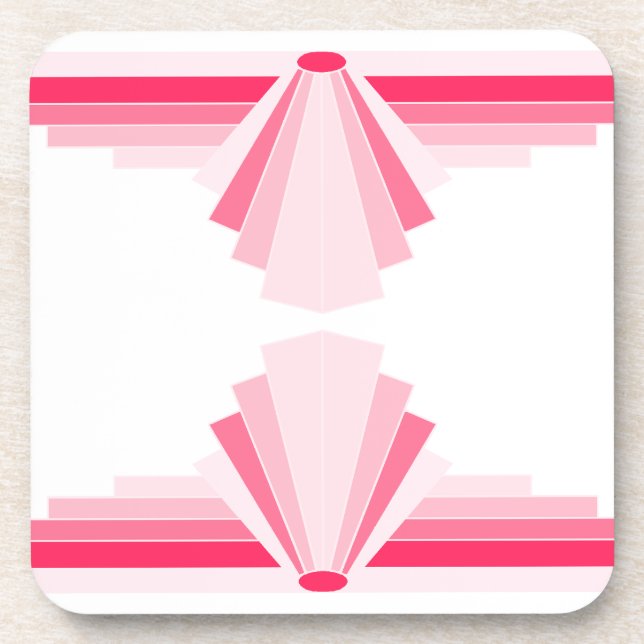 Porta-copo Padrão de Art Deco a Rosa Brilhante (Frente)