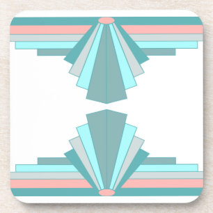 Porta-copo Padrão de Art Deco em Teal & Peach