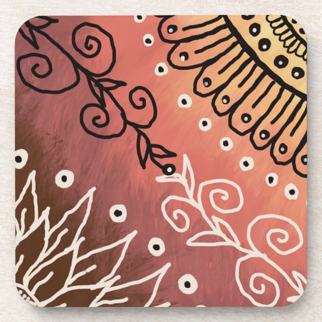 Porta-copo Padrão de Arte Engraçado Vermelho (Frente)