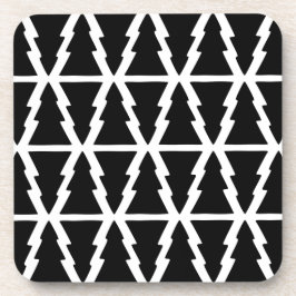 Porta-copo Padrão de árvore de Natal preto e branco minimalis