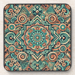Porta-copo Padrão de Azul-turquesa e Terracota Inspirado nos
