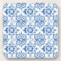 Padrão de azulejo de aquarela italiana azul e bran