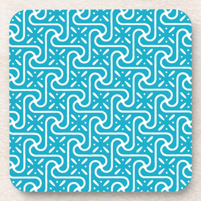 Porta-copo Padrão de azulejo egípcio, turquesa e branco (Frente)