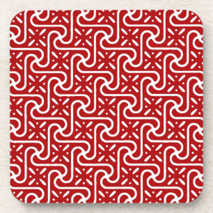 Porta-copo Padrão de azulejo egípcio, vermelho escuro e bra