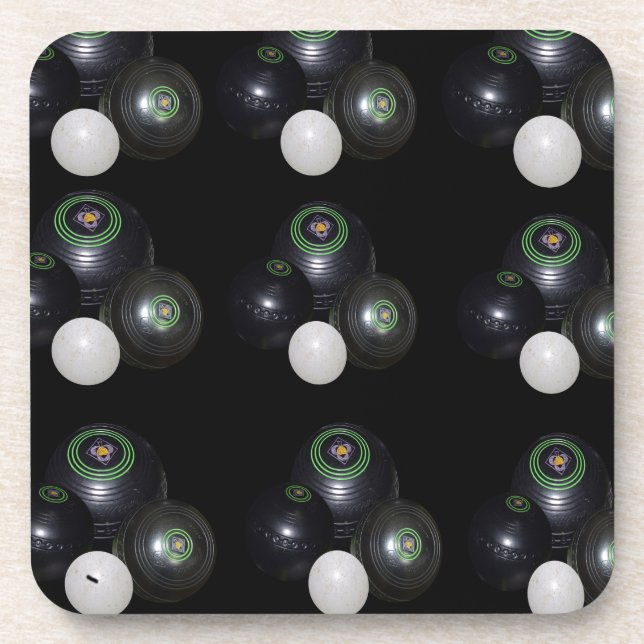 Porta-copo Padrão de Boliche de Gramado Preto e Branco, (Frente)