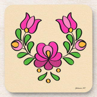 Porta-copo Padrão de bordado húngaro, "Matyó" - rosa