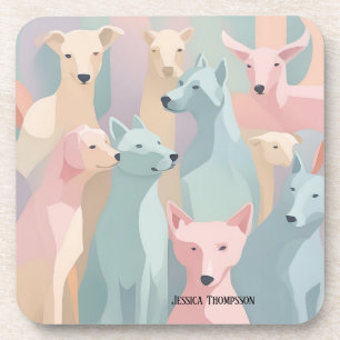 Porta-copo Padrão de Cachorro Pastel Cores Ilustração Minimal