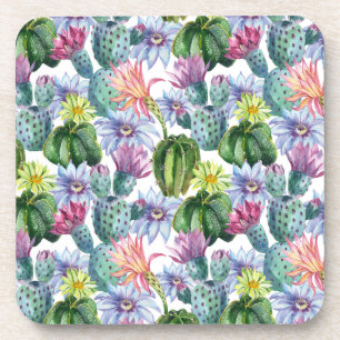 Porta-copo Padrão De Cactus Com Aquarela Pintada À Mão