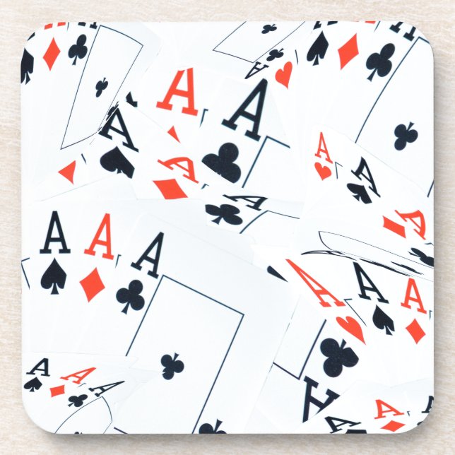 Porta-copo Padrão de cartas de pôquer Quad Aces, (Frente)