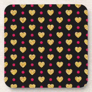 Porta-copo Padrão de coração Dourado do dia de os namorado