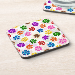 Porta-copo Padrão de Corações de Amor Colorido em Branco