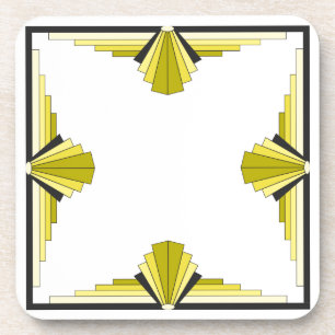 Porta-copo Padrão de Deco de Arte em Amarelo e Preto