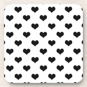 Porta-copo Padrão de Design de Coração de Amor Branco e Preto