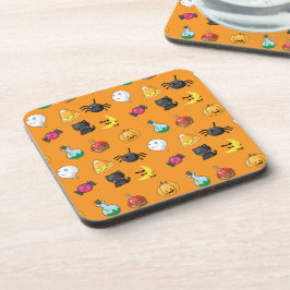 Porta-copo Padrão de Dia das Bruxas Bonito com fundo laranja