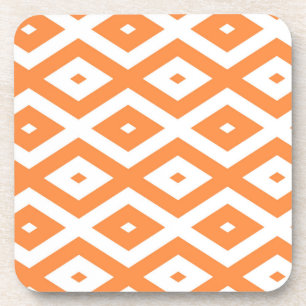 Porta-copo Padrão de diamante branco e laranja