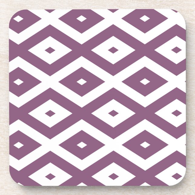 Porta-copo Padrão de diamante branco e Mauve (Frente)