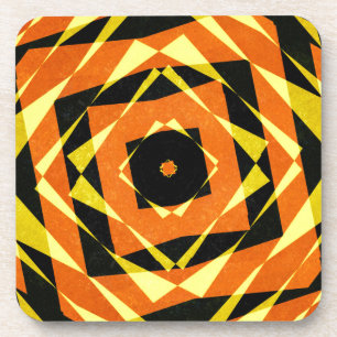 Porta-copo Padrão de diamante estriado de laranja e amarelo