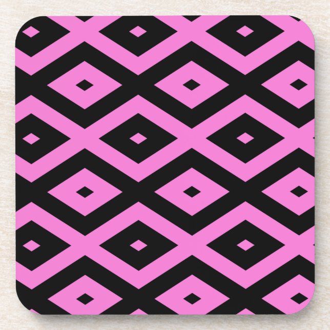 Porta-copo Padrão de diamante rosa e preto (Frente)