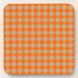 Porta-copo Padrão de diamante xadrez Bege Laranja