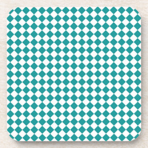 Porta-copo Padrão de diamante xadrez branco-verde