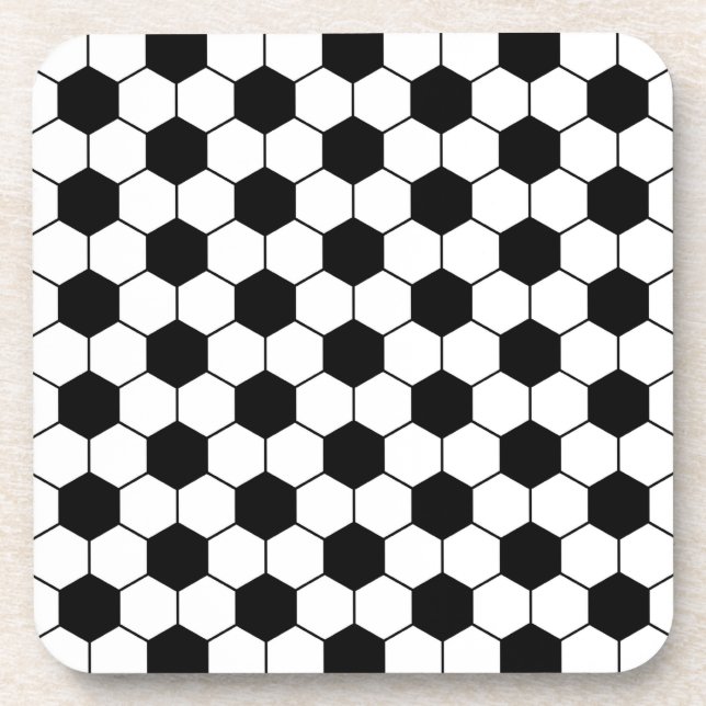 Porta-copo Padrão de esfera de futebol adaptado Preto Branco (Frente)
