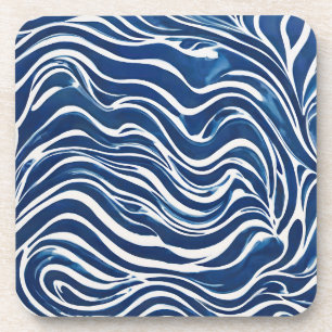 Porta-copo Padrão de espiral branco azul 06