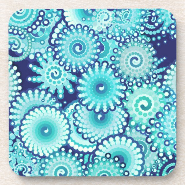 Porta-copo Padrão de espiral frontal, tons de azul denim (Frente)