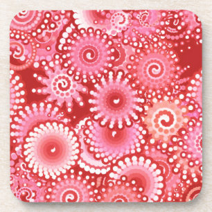 Porta-copo Padrão de espiral frontal, tons de vermelho profu