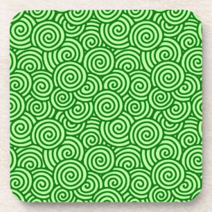 Porta-copo Padrão de espiral japonês - pinho e verde limão
