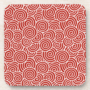 Porta-copo Padrão de espiral japonês - vermelho e branco pr