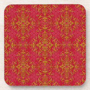 Porta-copo Padrão de estilo damasco elegante rosa profundo e