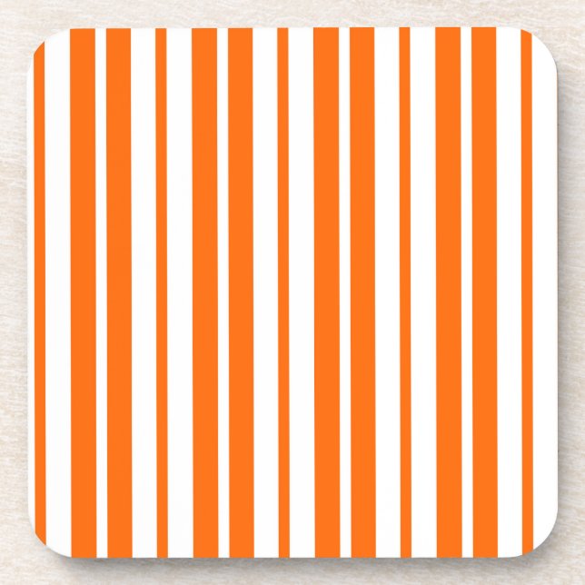 Porta-copo Padrão de Faixa Vertical Branco Laranja (Frente)