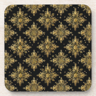 Porta-copo Padrão de Floco de Neve Dourado Ornamentado