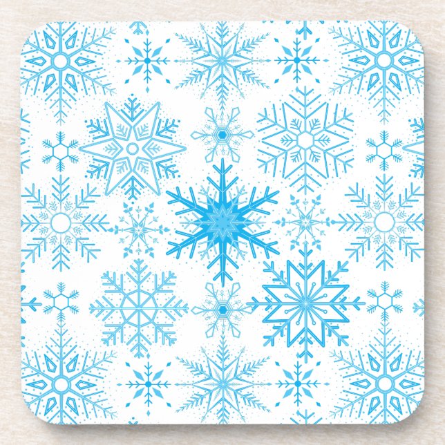 Porta-copo Padrão de flocos de neve azul (Frente)