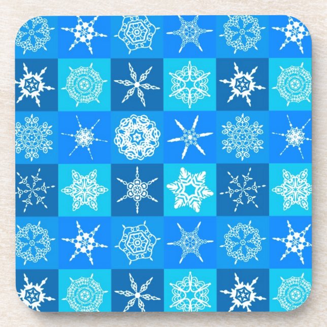 Porta-copo Padrão de Flocos de Neve Azul (Frente)