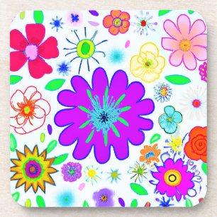 Porta-copo Padrão de Flores Coloridas
