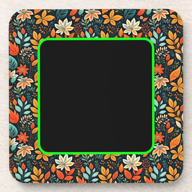 Porta-copo Padrão de Flores Exóticas Florais (Frente)