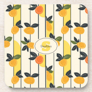 Porta-copo Padrão de Fruta de Citros Vibrante com Folhas Verd