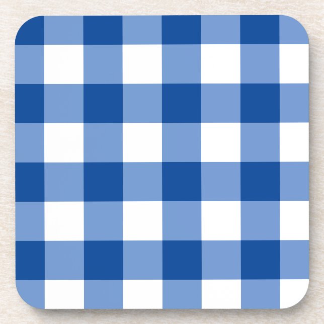 Porta-copo Padrão de gingham azul (Frente)