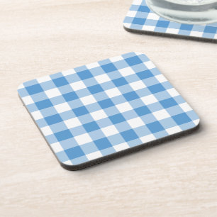 Porta-copo Padrão de Gingham Branco e Azul Claro