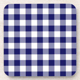 Porta-copo Padrão de Gingham Branco e marinho