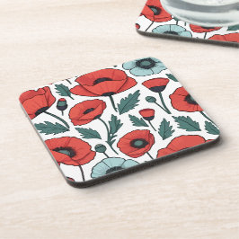 Porta-copo Padrão de Ilustração das Flores de Papoila Vibrant