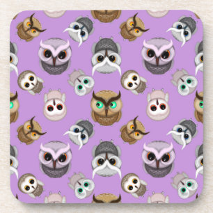 Porta-copo Padrão de Ilustração de Coruja Fofa em Fundo Roxo