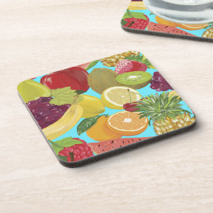 Porta-copo Padrão de Ilustração de Frutas Tropicais Mistas
