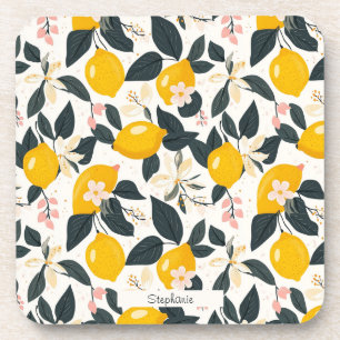 Porta-copo Padrão de limão e flecha rosa