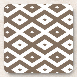 Porta-copo Padrão de losango branco e castanho de taupe