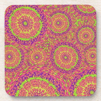 Porta-copo Padrão de Mandala Neon Psicodélico em Espiral