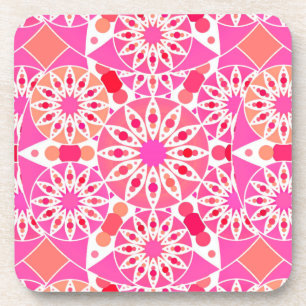 Porta-copo Padrão de mandala, tons de rosa e coral