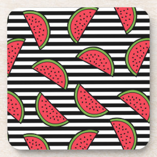 Porta-copo Padrão de Melancia em Stripes Pretas e Brancas