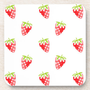 Porta-copo Padrão de Morango de Aquarela